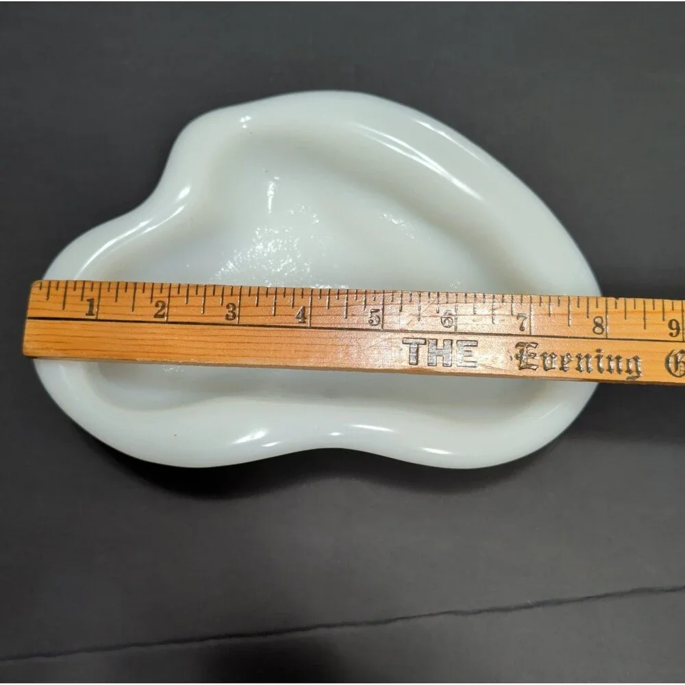 Antique White Milk Glass Kidney Shaped Trinket Dish  Retro Catchall TrayAshtray